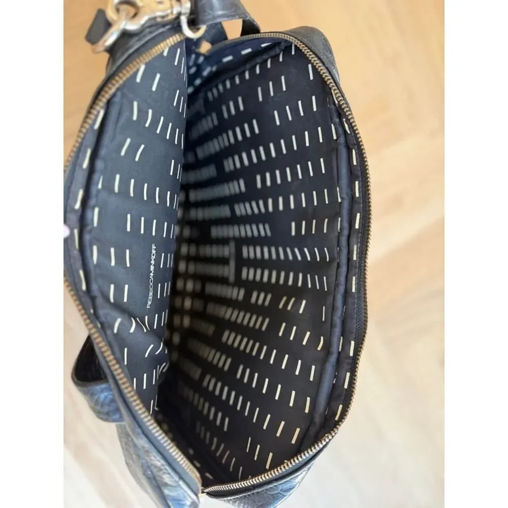 Rebecca Minkoff Black Python Embossed Leather Laptop Bag
